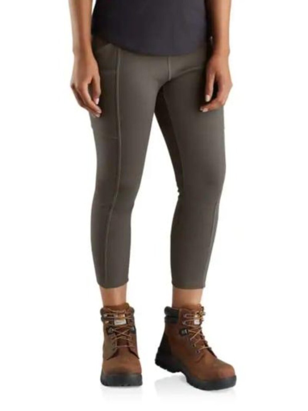 Carhartt Womens Force Fitted Utility Leggings L 12-14 Ankle Olive Green Cropped